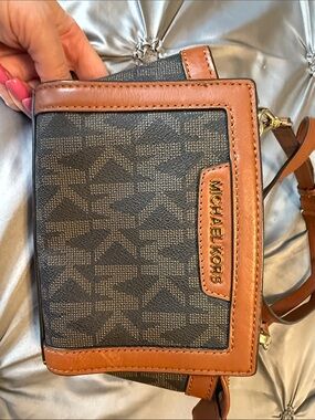 Michael Kors Black & Brown Signature Canvas Crossbody